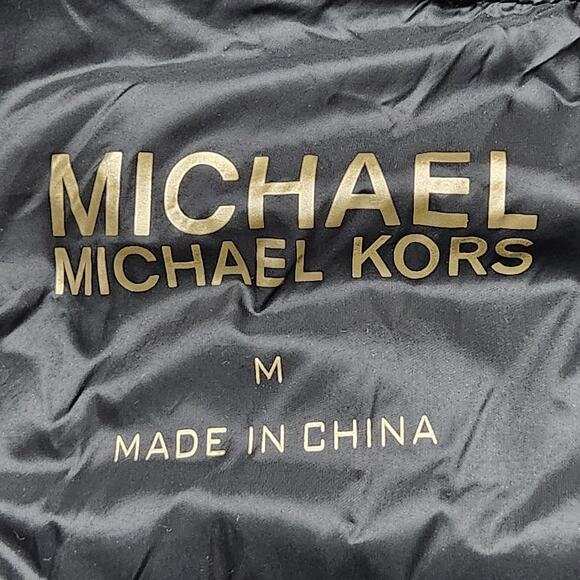 Michael Michael Kors Jacket Womens Medium Black Hooded Down Zip Puffer Coat - Picture 13 of 16